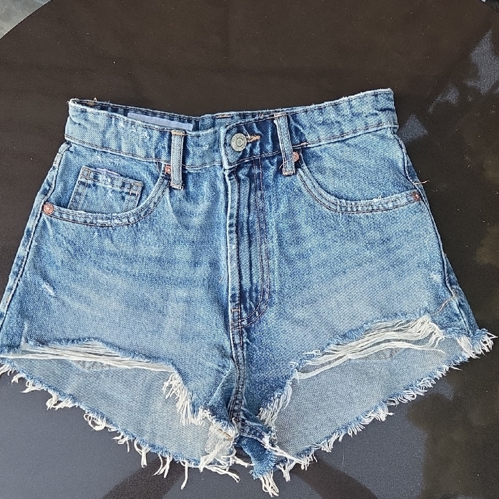 Zara Distressed Denim Jean Shorts